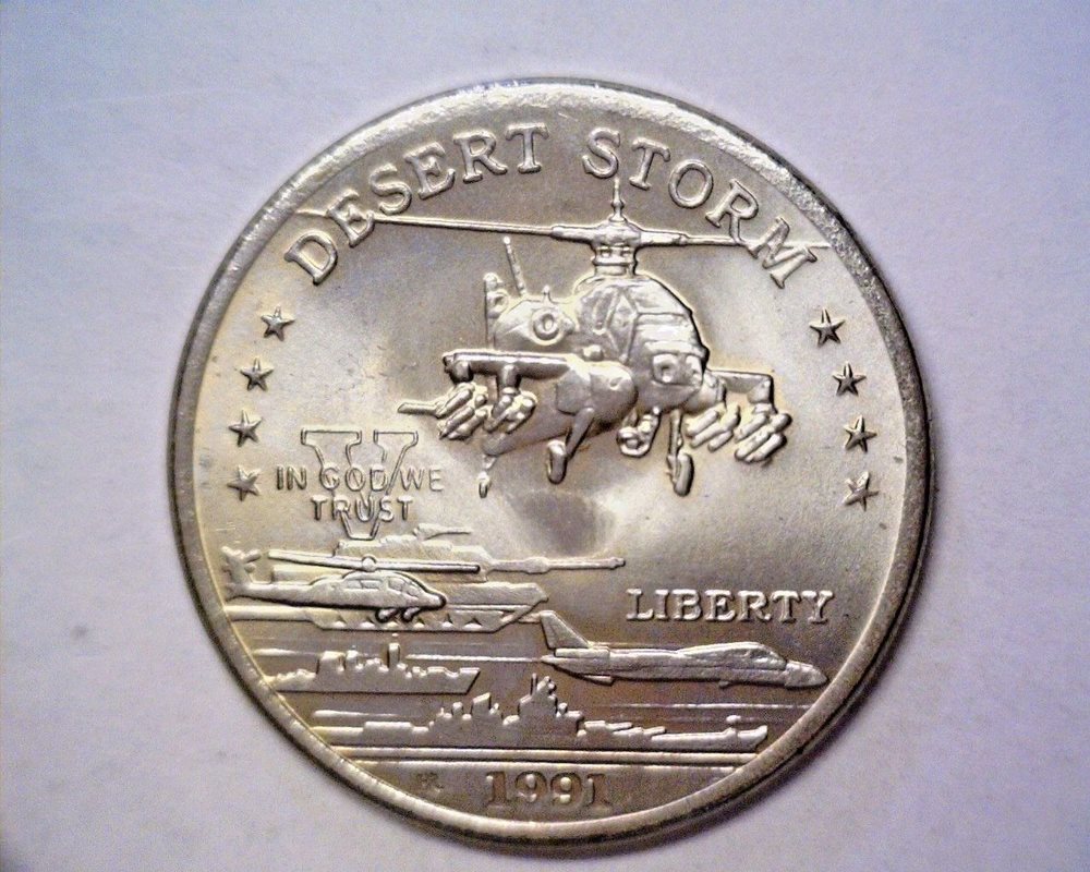 1991 Desert Storm Coin Hutt River Province 5$ AH-64 Apache Helicopter