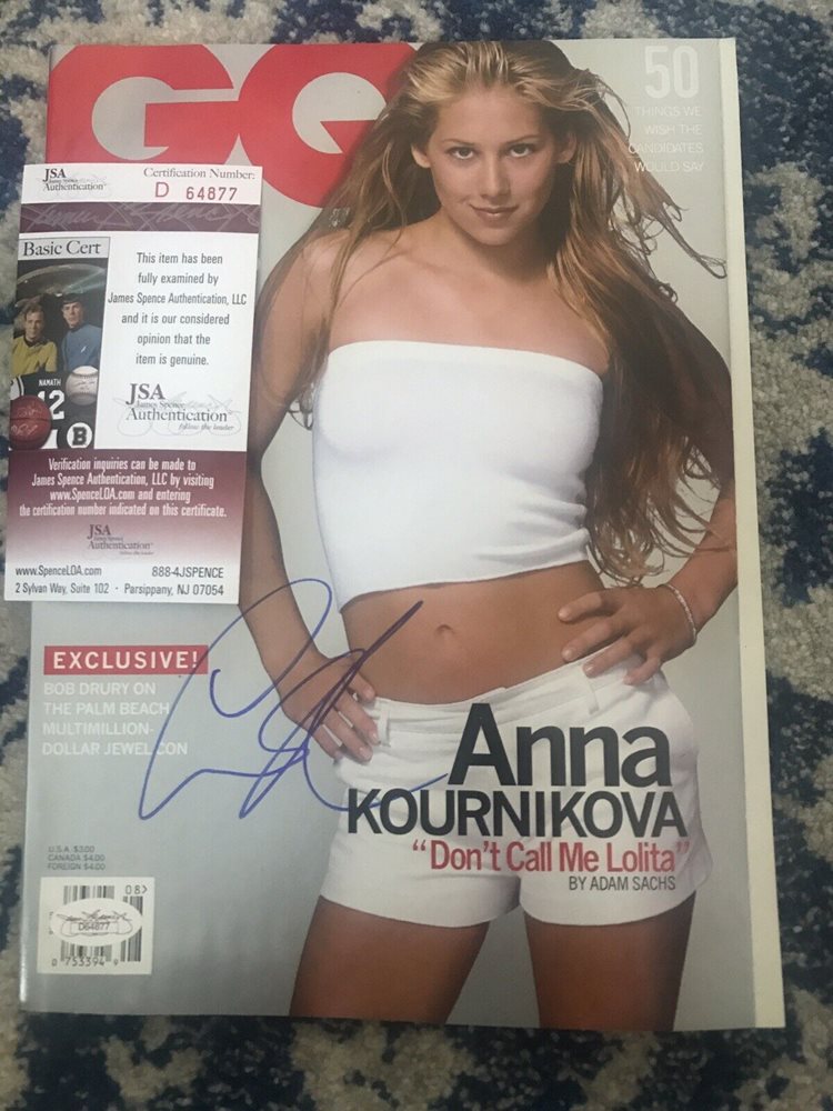 Anna Kournikova Signed NO LABEL GQ Magazine JSA Auto Te