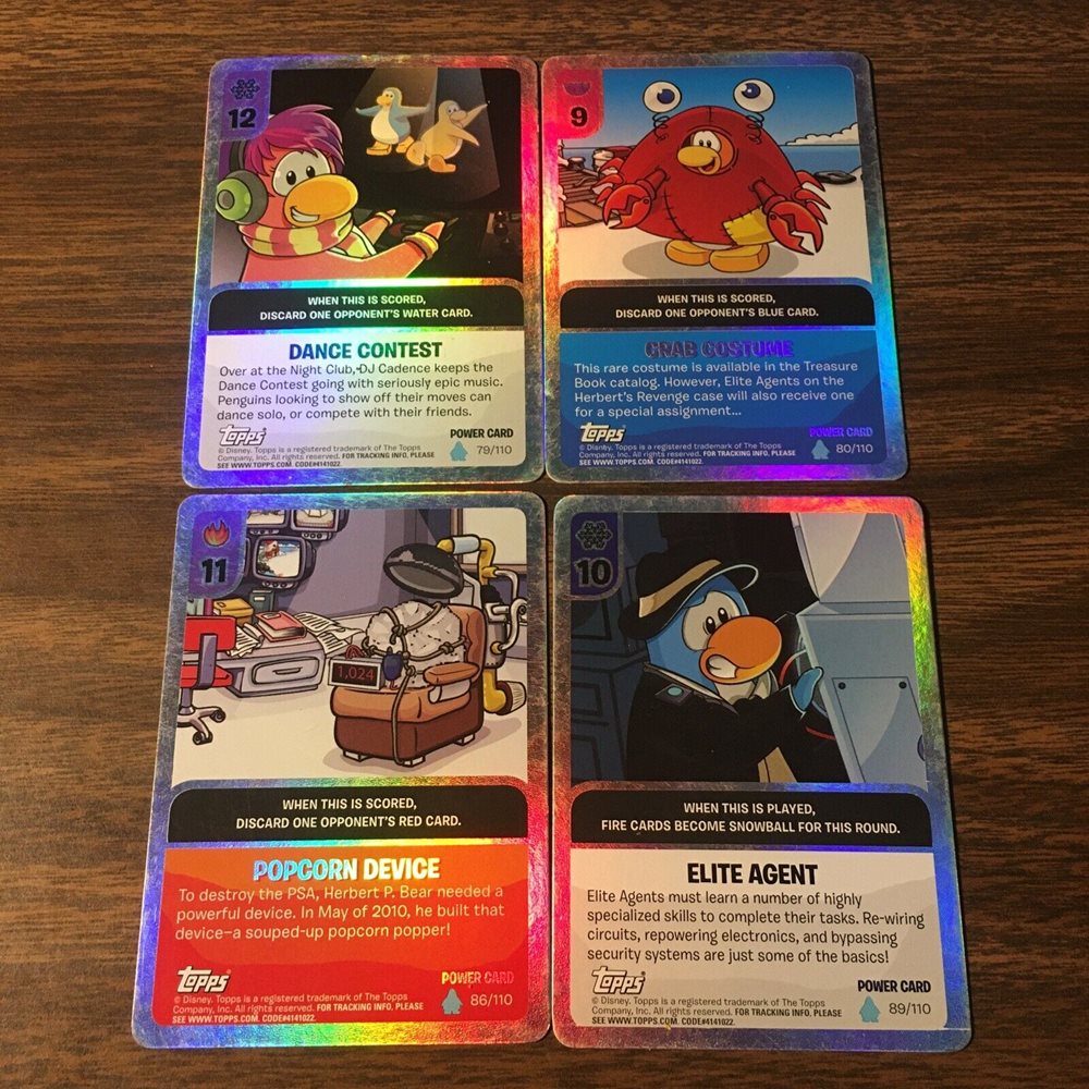 Disney Topps Club Penguin Trading Cards 4 Foil 79 80 86