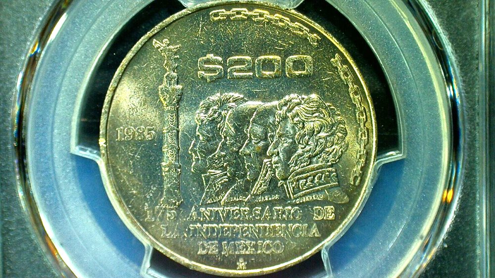 1985 Mo PCGS MS65 MEXICO 200 PESO COIN KM 510