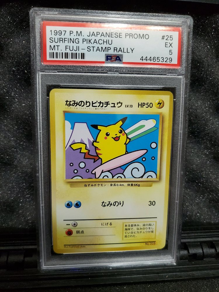 Psa 5 Japanese Surfing Pikachu Promo 25 Mt Fuji Stamp