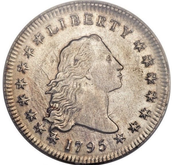 1795 Flowing Hair Silver Dollar Pcgs Au55 2 Leaves Sp