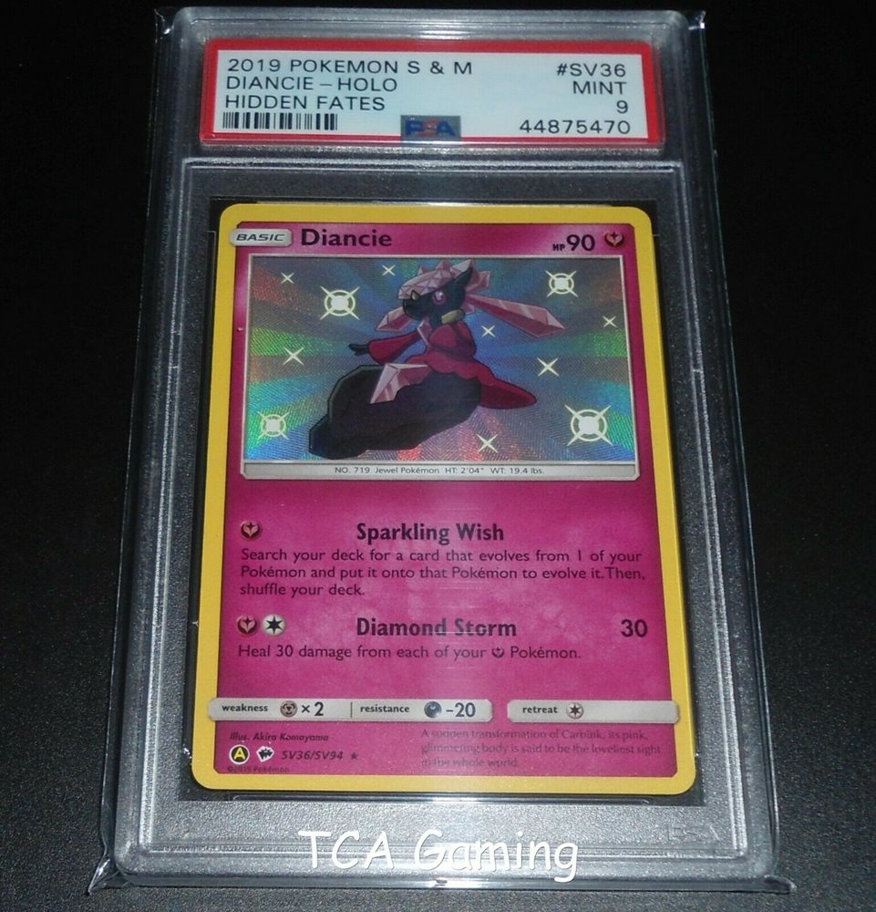 PSA 9 MINT Diancie SV36/SV94 SM Hidden Fates SHINY HOLO