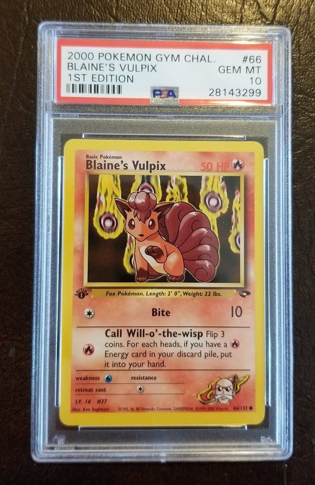 NM Blaine’s Vulpix 1st Edition Gym Challenge Common Pokemon Card Sleeve 66//132