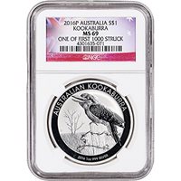 2013 P Australia $1 Silver Kookaburra NGC MS69 One of First 2500 Struck