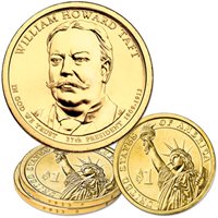 2013 P/&D William Taft Uncirculated Presidential Dollar Coin Rolls