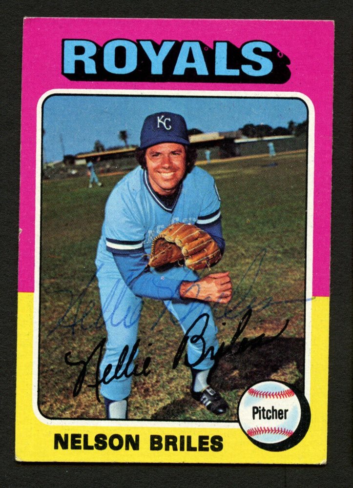 Nelson Briles 495 signed autograph auto 1975 Topps Bas