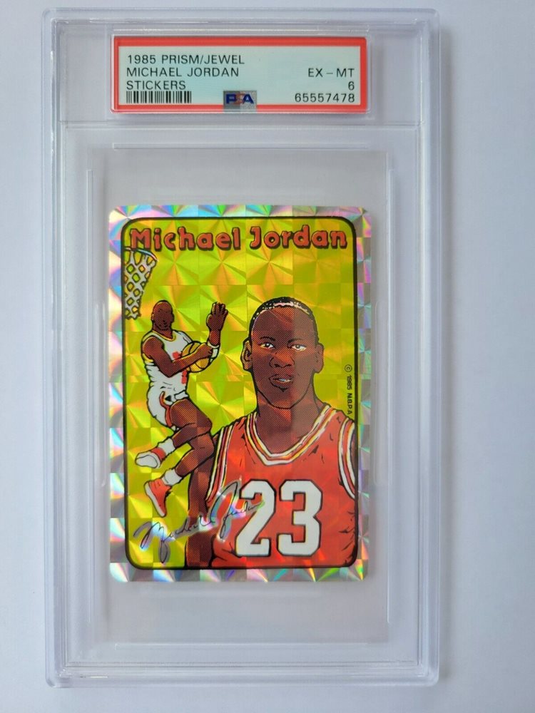 1985 Prism Jewel Sticker 7 Michael Jordan PSA 6 EX M