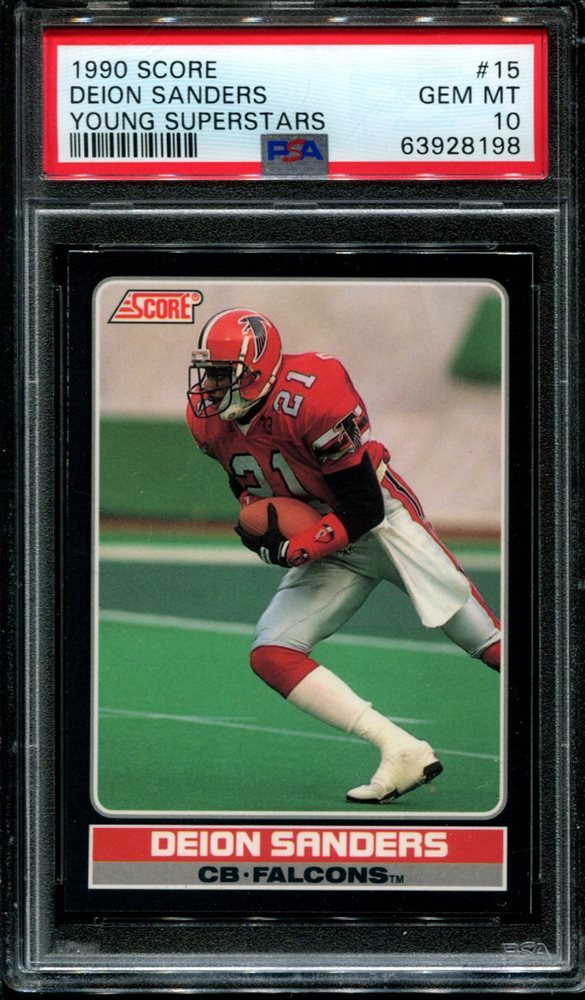 1990 SCORE YOUNG SUPERSTARS 15 DEION SANDERS HOF PSA 1
