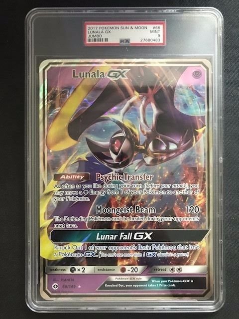 Psa 9 Jumbo Lunala Gx Pokemon Tcg Sun Moon Base 66