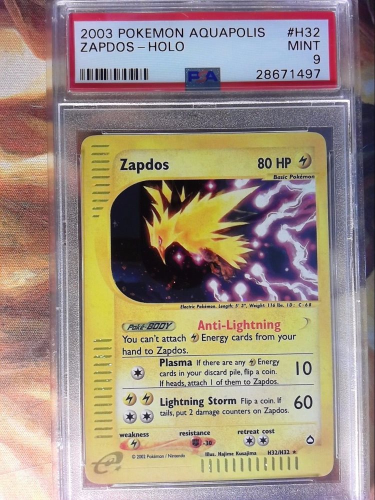 Psa 9 Mint Zapdos Holo H32 H32 Pokemon Aquapolis