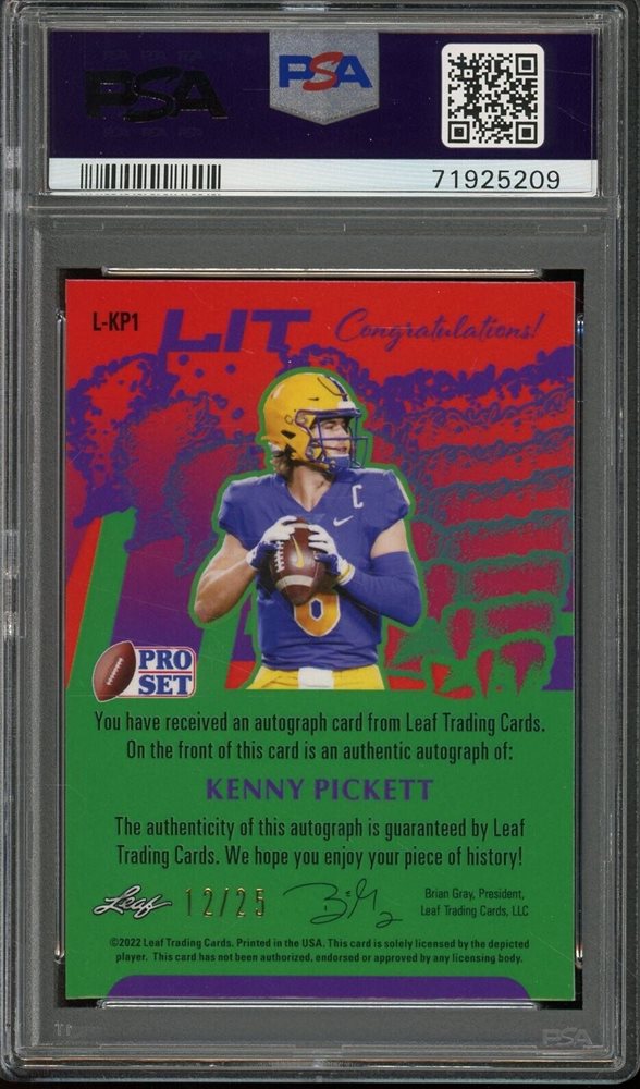 2022 Leaf Pro Set Metal Lit Kenny Pickett Rc Auto (12/2