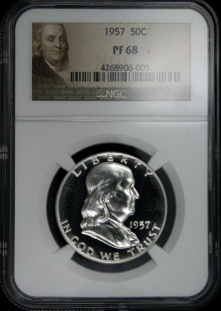 1957 Proof 50c Silver Franklin Half Dollar NGC PF 67