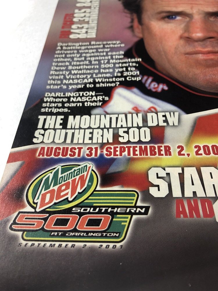 Mountain Dew Southern 500 Race Print Ad Vintage 2001