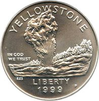1999 Yellowstone National Park Commemorative Proof Silver Dollar $1 Coin /& COA