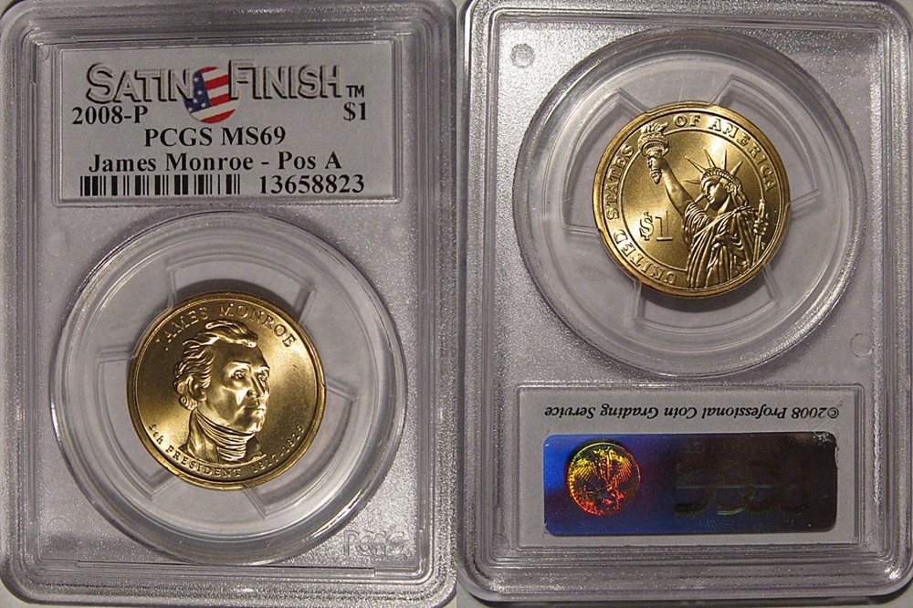 PCGS MS68 2008-D Martin Van Buren Presidential Dollar Satin Finish Position A $1