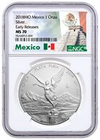 2019 1 oz Silver Coin NGC MS 70 EARLY RELEASES ER ANTIQUE LIBERTAD MEXICO