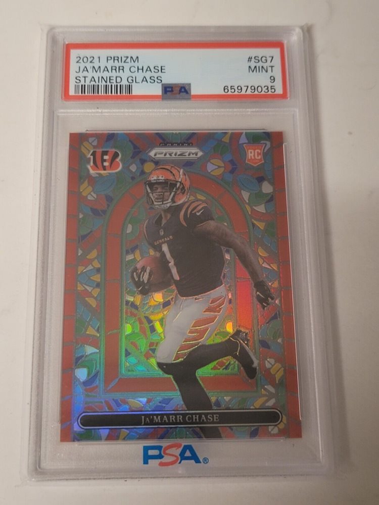 2021 Prizm Ja'marr Chase Stained Glass PSA 9 SSP 1 in