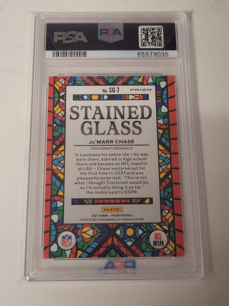 2021 Prizm Ja'marr Chase Stained Glass PSA 9 SSP 1 in