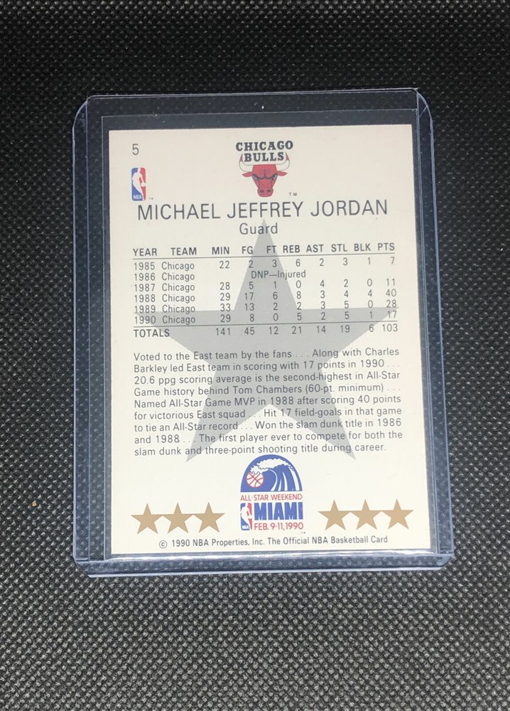 1990-1991 NBA HOOPS ALL STARS EAST MICHAEL JORDAN #5 ER