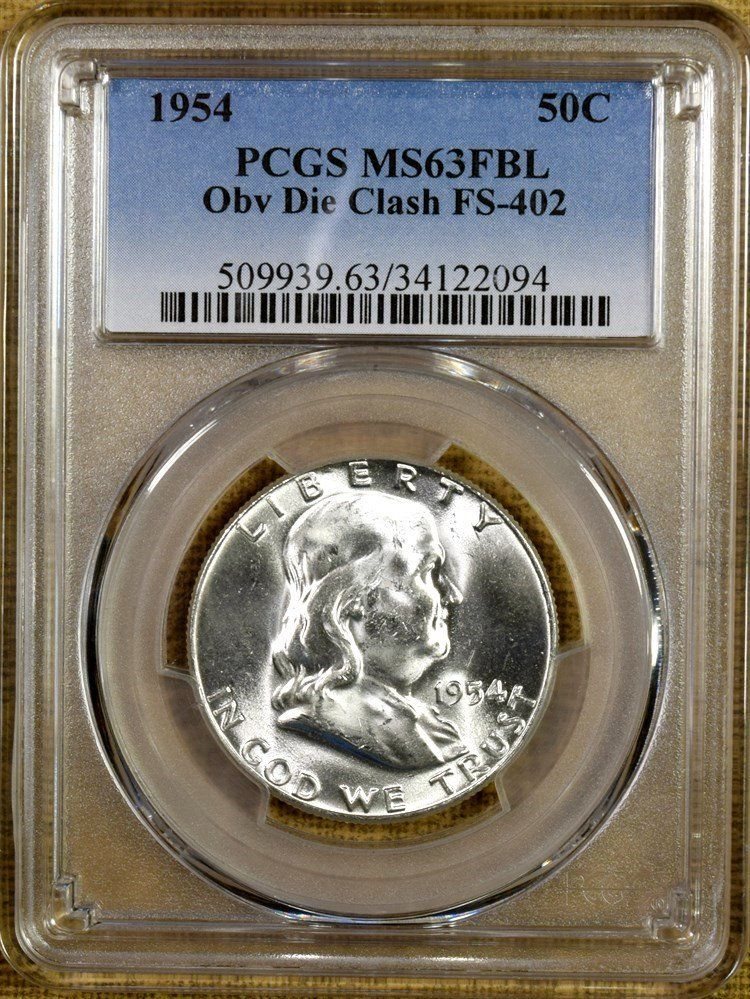 1954-D PCGS MS65 FBL Franklin Half Dollar 100/% White