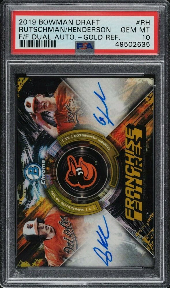 PSA 10 Adley Rutschman Gunnar Henderson DUAL GOLD AUTO