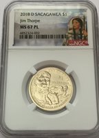 2018 P Native Sacagawea Dollar Jim Thorpe $1 NGC MS67