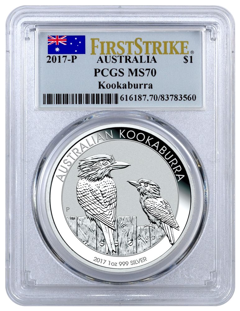 One of first 2500 Struck 2017 Australia 1oz Silver Kookaburra PCGS MS70