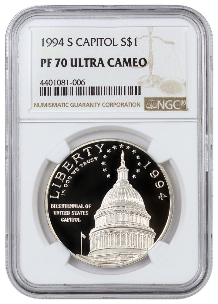 Capitol Bicentennial Commemorative Silver Dollar NGC PF69 UC 1994 S $1 U.S