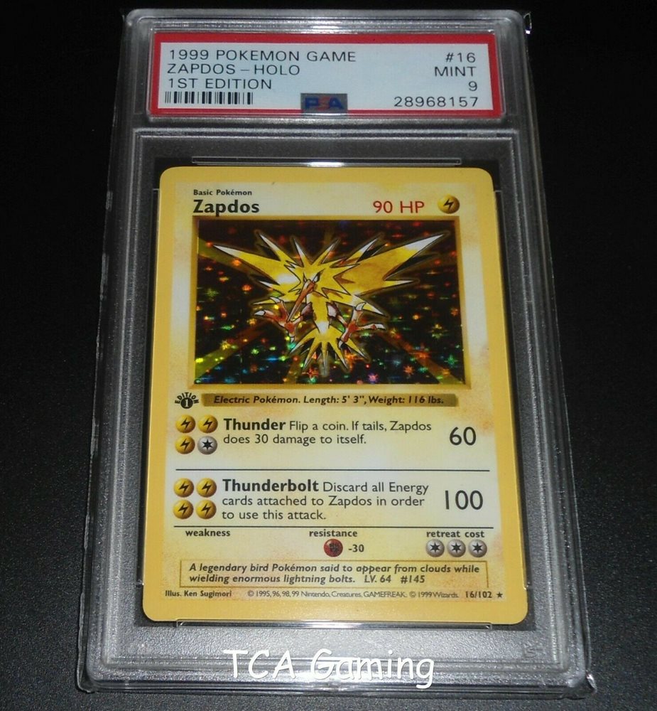Mint Zapdos Holo Shadowless Base Set 16/102 Pokemon Card Legendary Bird PSA Mint Zapdos Holo Shadowless Base Set 16/102 Pokemon Card Legendary Bird PSA