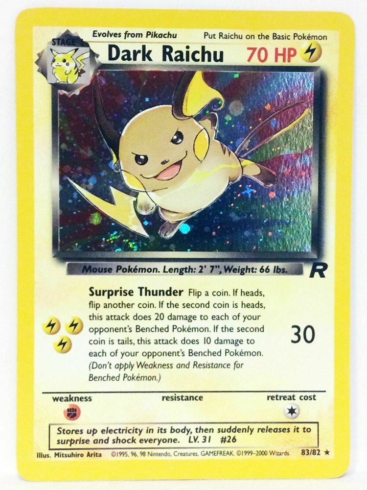 Pokemon PSA 10 Dark Raichu Unlimited Holo from Team Roc