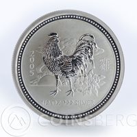 BU//Specimen Year of Rooster. Australia 2005 1//2oz Lunar Silver 50 Cents.