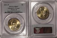 PCGS MS67 2011-P Ulysses S Grant Presidential Dollar POS A Bunting Insert