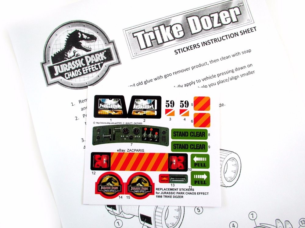 replacement stickers for kenner jurassic park chaos eff