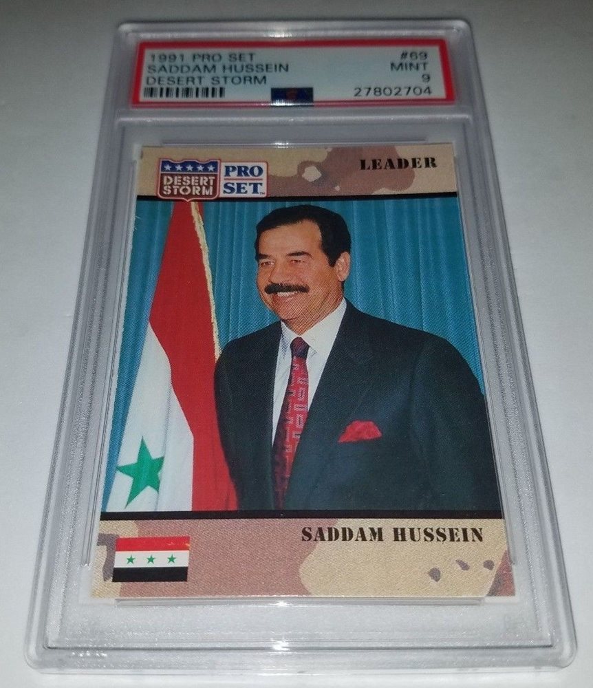 1991 Pro Set Desert Storm Card #69 Saddam Hussein Grade
