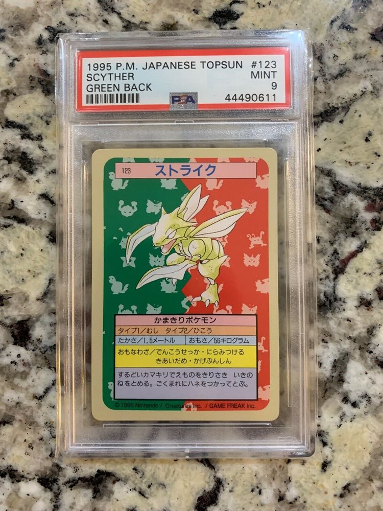 Psa 9 Scyther 123 Green Back Topsun Japanese Pokemon Ca