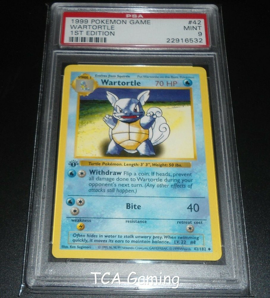 PSA 9 MINT Wartortle 42/102 1ST EDITION Base Set SHADOW