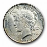1925 Silver Peace Dollar MS64 PCGS Blue Label