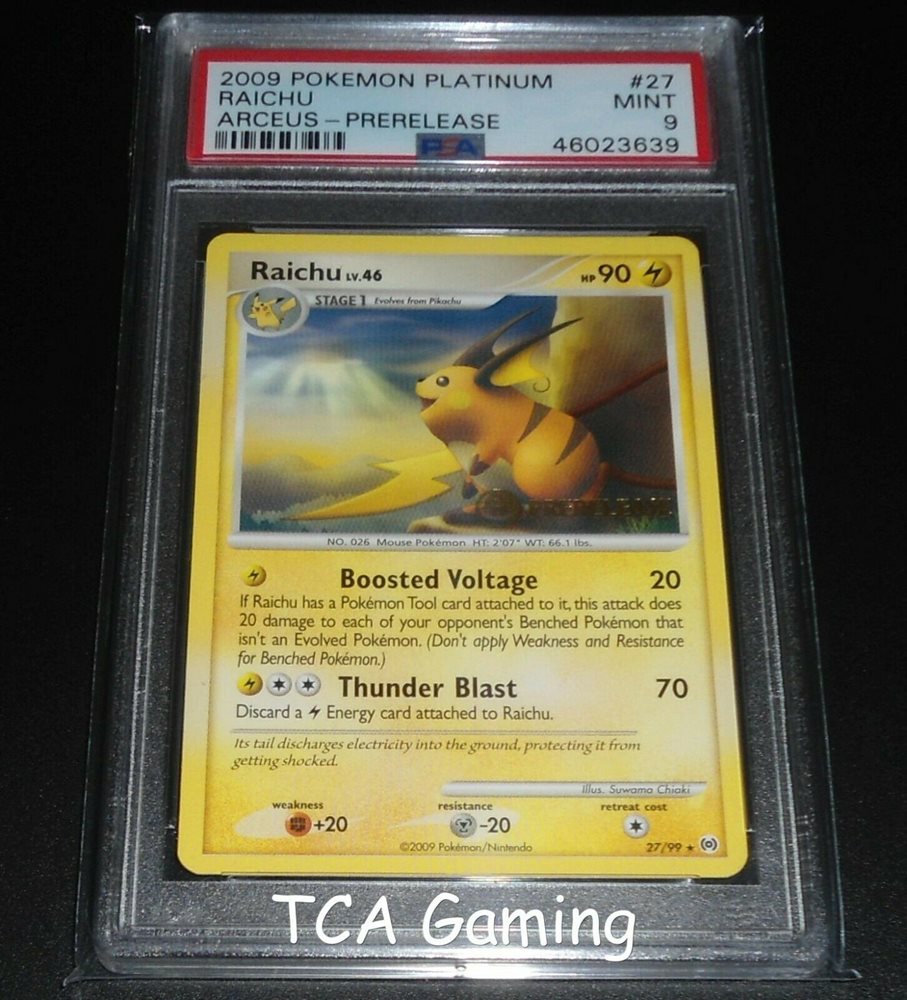 PSA 9 MINT Raichu 27/99 PRERELEASE Arceus PROMO Pokemon