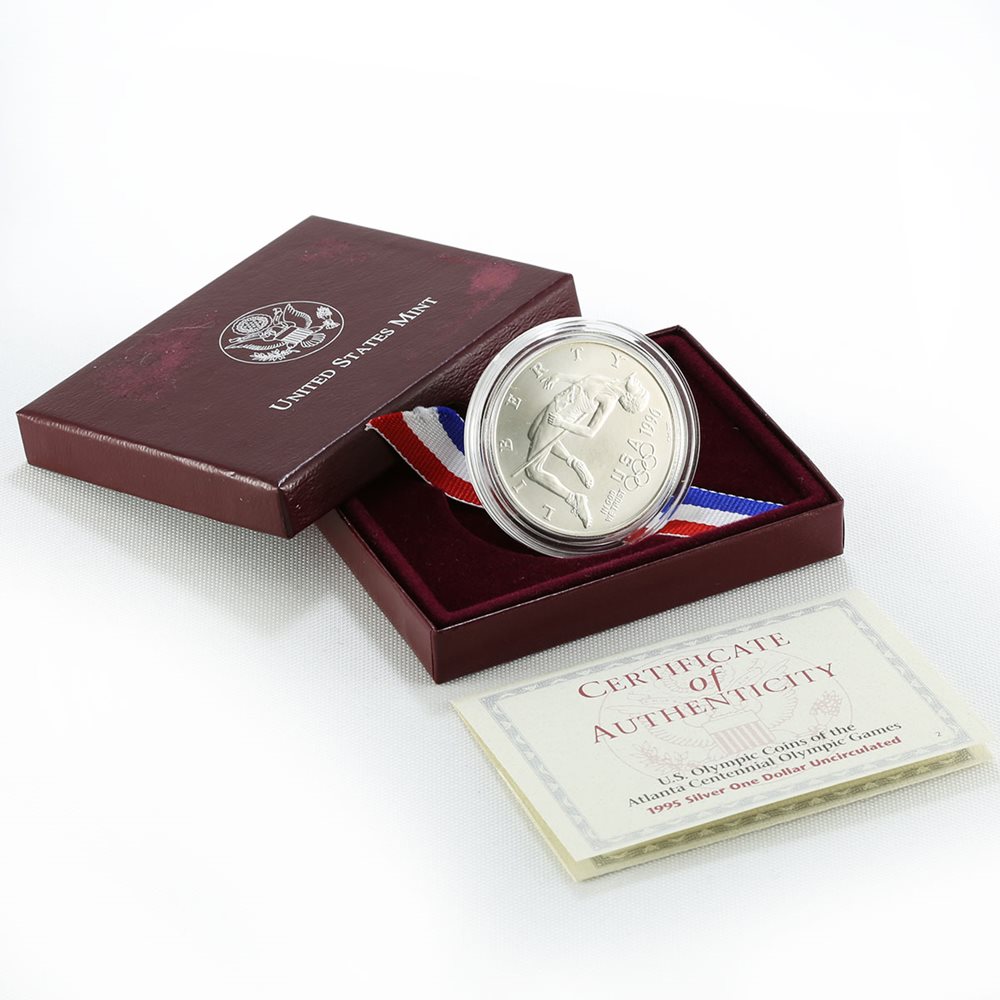 USA SILVER PROOF $ 1996P ATLANTA OLYMPIC GAMES HIGH JUMP SWIMMER CLAD 1//2 DOLLAR