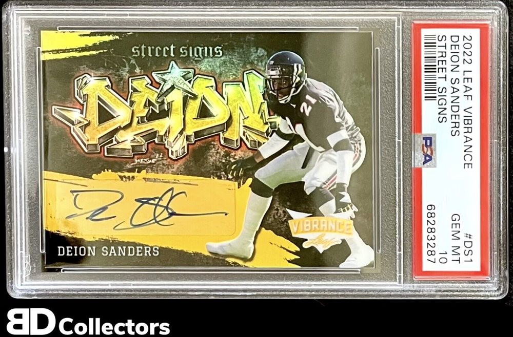 DEION SANDERS STREET SIGNS PSA 10 AUTO 2022 Leaf Vibran