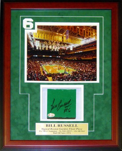 Bill Russell Autographed Framed Boston Garden Floor Pie