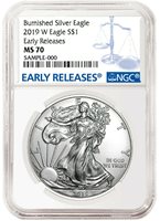Blue Label Early Releases 2017 W Burnished Silver Eagle NGC MS70