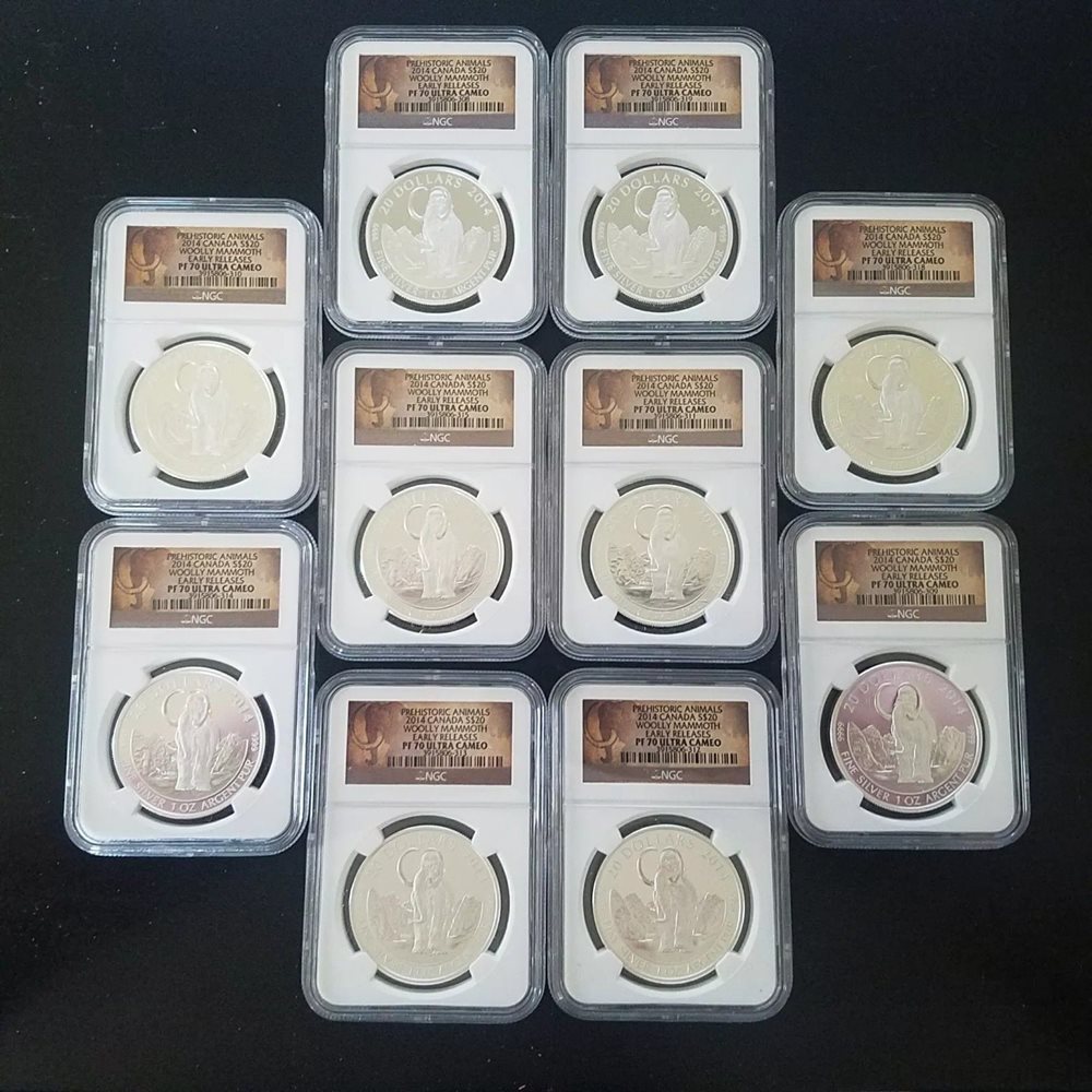 2014 NGC PF70 Early Releases The Woolly Mammoth Canada 1 oz Proof Silver Coin