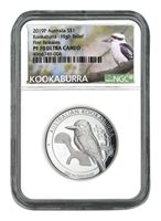 2019 Australia HIGH RELIEF 1oz Silver Kookaburra $1 Coin NGC PF70 Blue Label