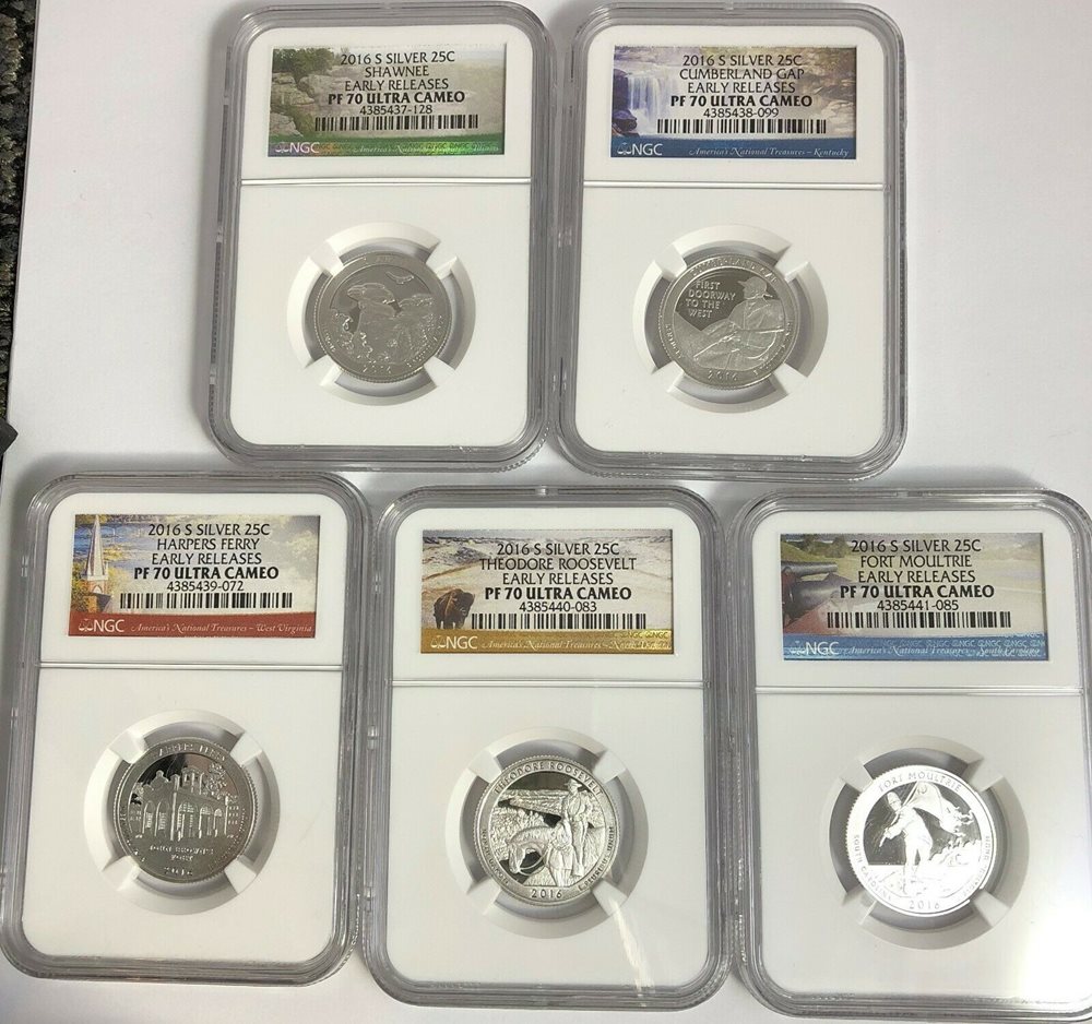 2019 S 5 COIN CLAD PROOF QUARTER SET ATB 25c EARLY RELEASES NGC PF70 Ultra Cameo