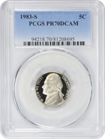 1983-S Jefferson Nickel PCGS Proof PR69DCAM Shipping $$ on first coin only