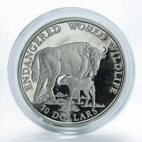 Cook Islands 50 Dollars 1990 Wildlife Caracal Silver